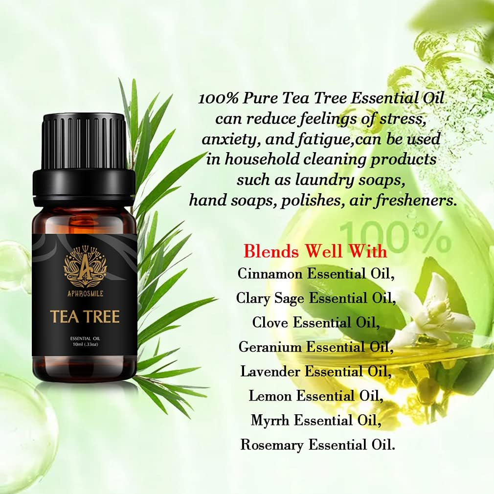 Aromatherapy Essential Oils Set, 100% Pure & Therapeutic Grade Tea Tree Essential Oils Scent Set for Diffuser, Humidifier, Massage, 2 * 10Ml Tea Tree Aromatherapy Essential Oils Fragrance Oils Sets