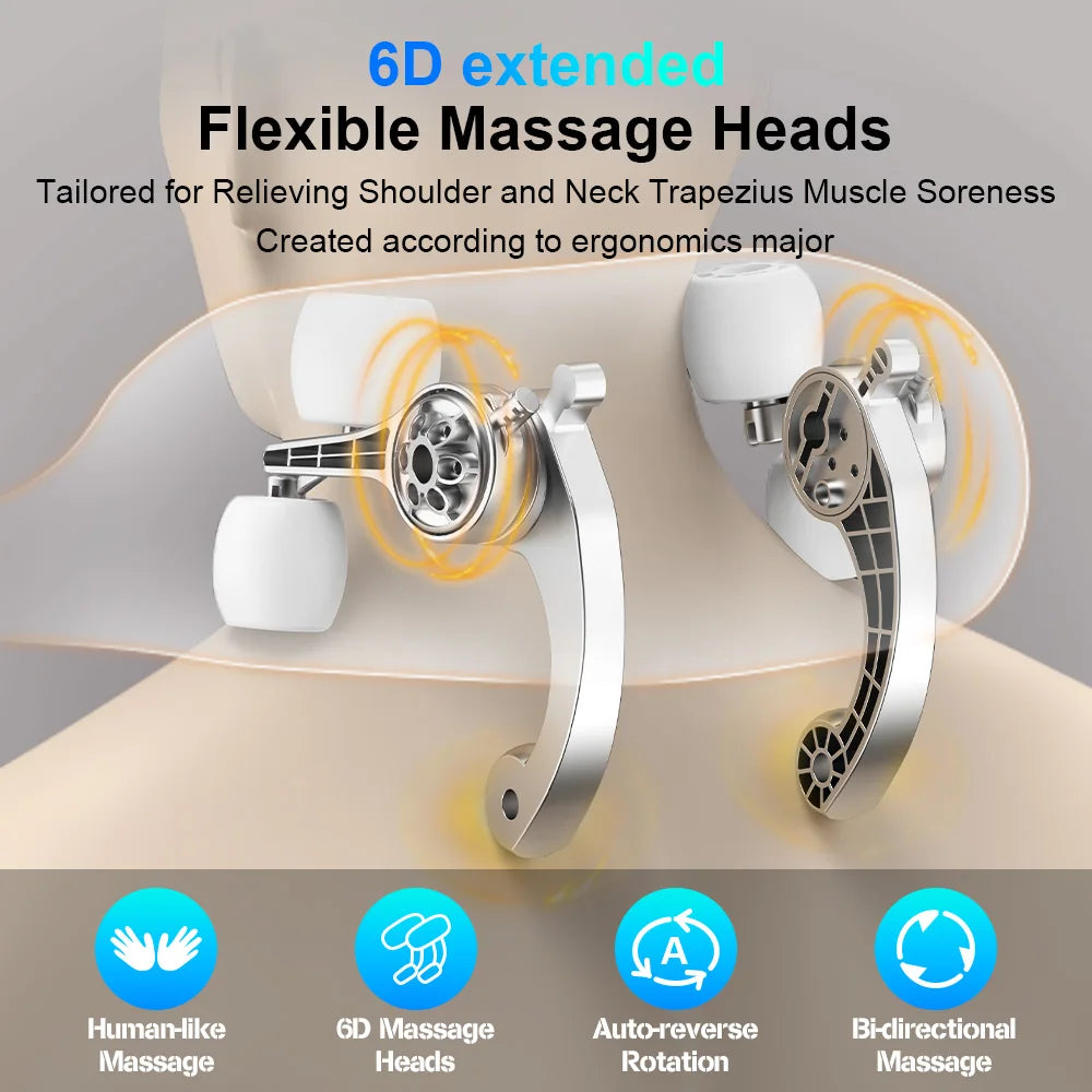 Electric Heated Neck Shoulder Massager Wireless Neck Cervical Back Kneading Massager Shawl Muscle Relaxing Trapezius Massager