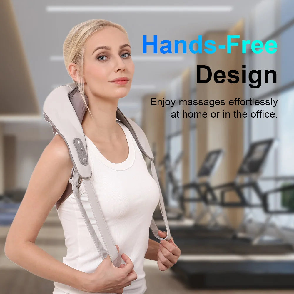 Electric Heated Neck Shoulder Massager Wireless Neck Cervical Back Kneading Massager Shawl Muscle Relaxing Trapezius Massager