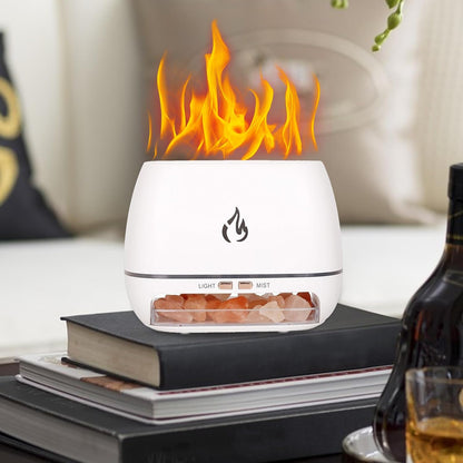 Salt Rock Aromatherapy Diffuser | Cool Mist Humidifier with Simulated Flame | Personal Care Small Appliances & Accessories in White, Black, and Yellow
