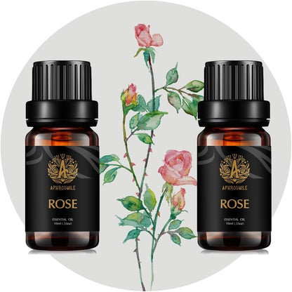 Aromatherapy Essential Oils Set, 100% Pure & Therapeutic Grade Essential Oils Rose Scent Set for Diffuser, Humidifier, Massage, Skin Care, Rose Aromatherapy Essential Oils Fragrance Oils Set 2 * 10Ml
