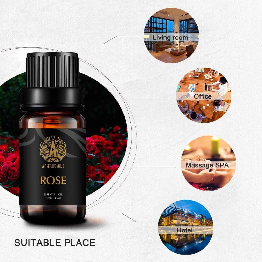 Aromatherapy Essential Oils Set, 100% Pure & Therapeutic Grade Essential Oils Rose Scent Set for Diffuser, Humidifier, Massage, Skin Care, Rose Aromatherapy Essential Oils Fragrance Oils Set 2 * 10Ml