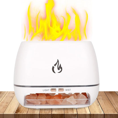 Salt Rock Aromatherapy Diffuser | Cool Mist Humidifier with Simulated Flame | Personal Care Small Appliances & Accessories in White, Black, and Yellow